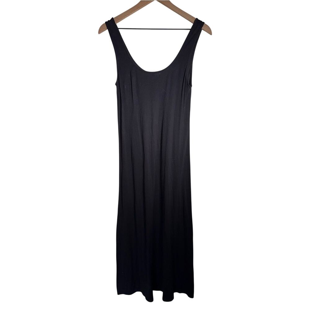 VINCE sheer lightweight sleeveless classic cotton full length black maxi dress S